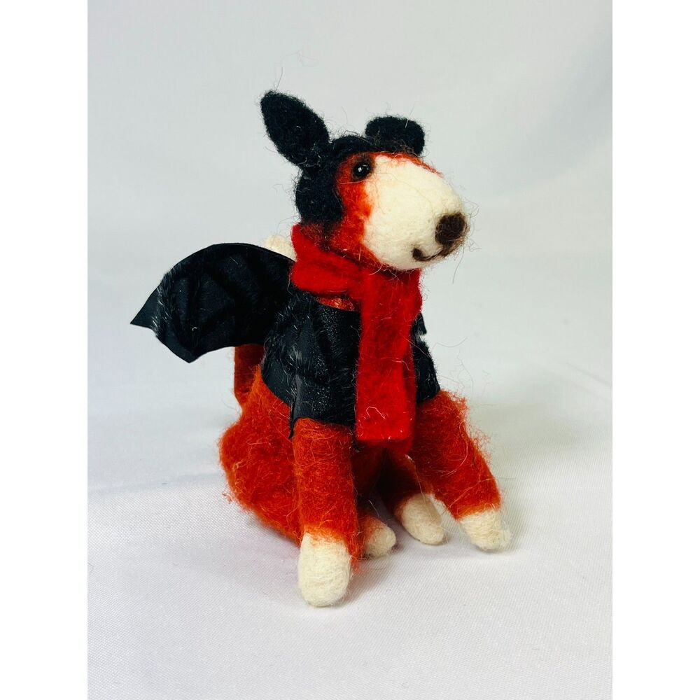 Wool Felt Dog Spider Web Wings Costume Halloween Decor Scarf Fall Winter